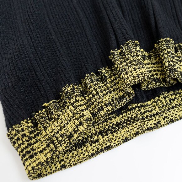 GANNI Ribbed Cotton Blend Sweater Black Metallic Contrast Trim - Picture 9 of 11